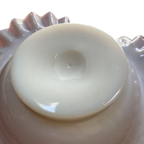 Victorian Brides Basket Bristol? Glass Cranberry Pink & White Bowl Enamel Design - Picture 8 of 10